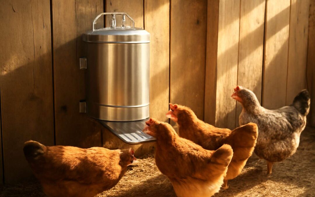 Keep your flock hydrated with water dispensers for chickens that curb spills