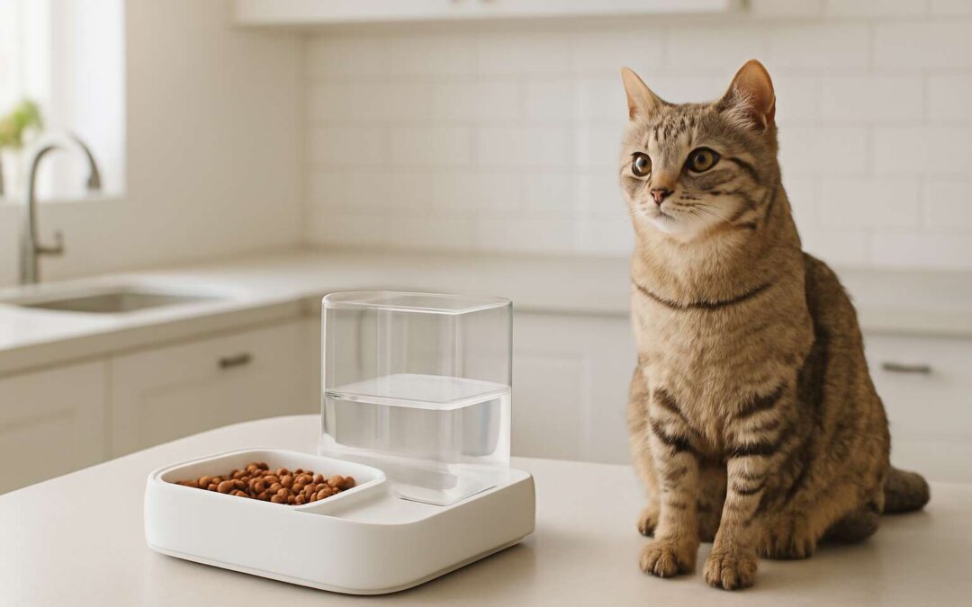 Make mealtimes effortless with a cat food and water dispenser for busy households