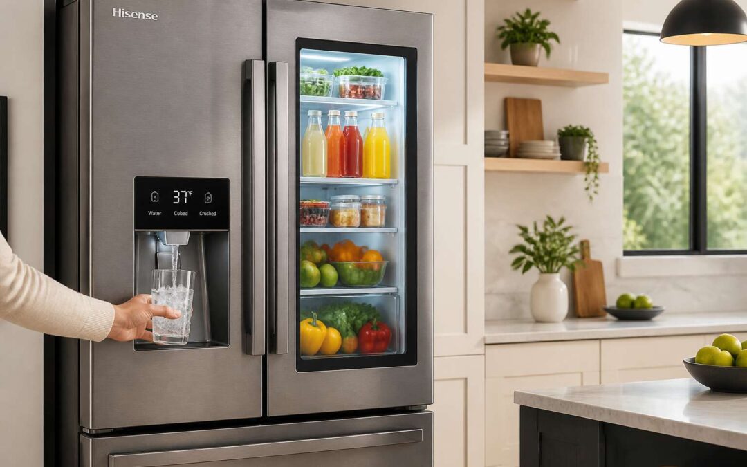 Hisense water dispenser fridge keeps drinks cold and water handy.
